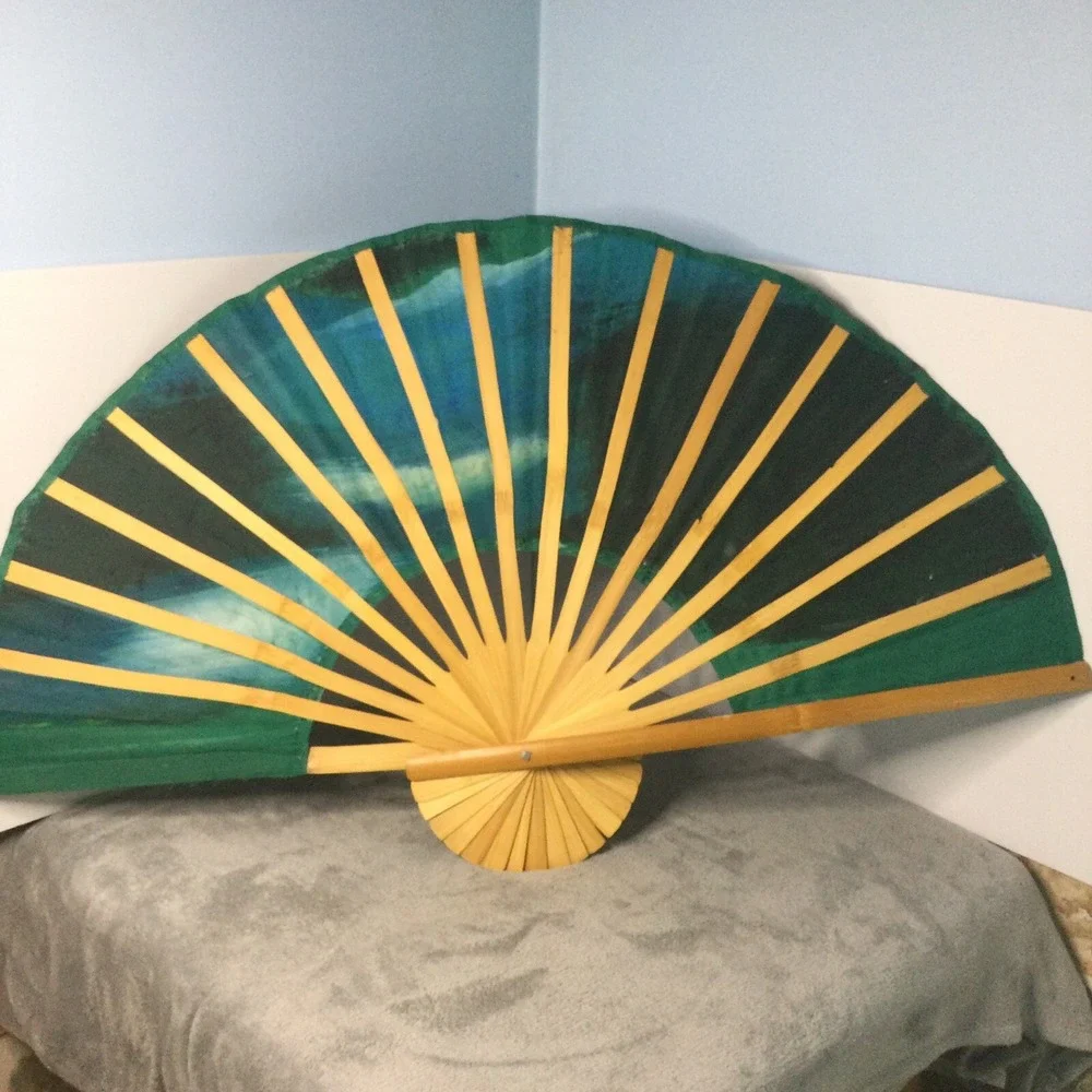 Vintage Oriental Hand‎ Painted Fan Decorative Wall Hanging Art